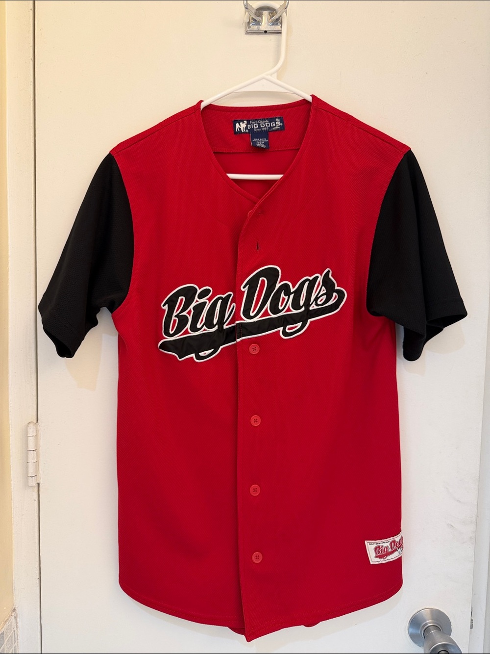 Big Dogs Red and Black Button-Front Baseball Jersey size S